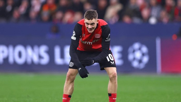 Florian Wirtz Soccer Football - Champions League - Bayer Leverkusen v Inter Milan - BayArena, Leverkusen, Germany - December 10, 2024 Bayer Leverkusens Florian Wirtz reacts REUTERS/Thilo Schmuelgen