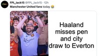 Fans MU yang awalnya gembira lihat Manchester City diimbangi Everton jadi kicep melihat kekalahan timnya. (Foto: Twitter)