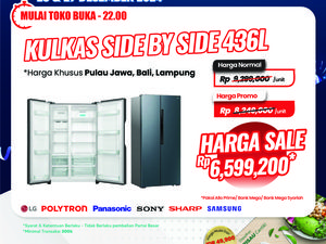 Kulkas Side by Side 436L Hemat Rp 2,7 Juta di Transmart Full Day Sale