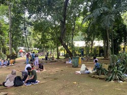 Ramai Warga Beli Tikar demi Bisa Rebahan Saat Liburan di Ragunan