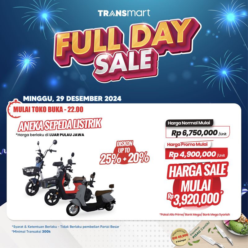 Transsmart All Day Sale kembali hadir hari ini, Minggu, 29 Desember 2024. Berikut berbagai promo menarik untuk memenuhi kebutuhan pelanggan setia Transmart.