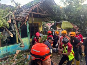Brimob Bantu Evakuasi Pohon Tumbang di Jalan Sigara Balikpapan