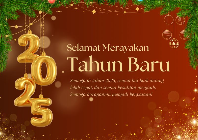 Kartu ucapan Tahun Baru 2025.