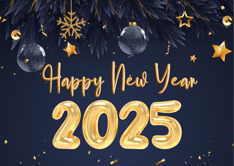 Kartu ucapan Tahun Baru 2025.