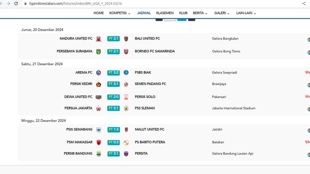 Hasil PSM vs Barito