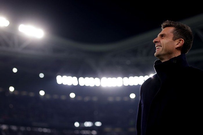 TURIN, ITALY - DECEMBER 29: Thiago Motta Head coach of Juventus reacts prior to kick off in the Serie A match between Juventus FC and ACF Fiorentina at Allianz Stadium on December 29, 2024 in Turin, Italy. (Photo by Jonathan Moscrop/Getty Images)