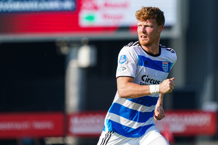 ALMERE, NETHERLANDS - SEPTEMBER 2: Ferdy Druijf of PEC Zwolle looks on during the Dutch Eredivisie match between Almere City FC and PEC Zwolle at Yanmar Stadion on September 2, 2023 in Almere, Netherlands. (Photo by Jeroen Meuwsen/BSR Agency/Getty Images)