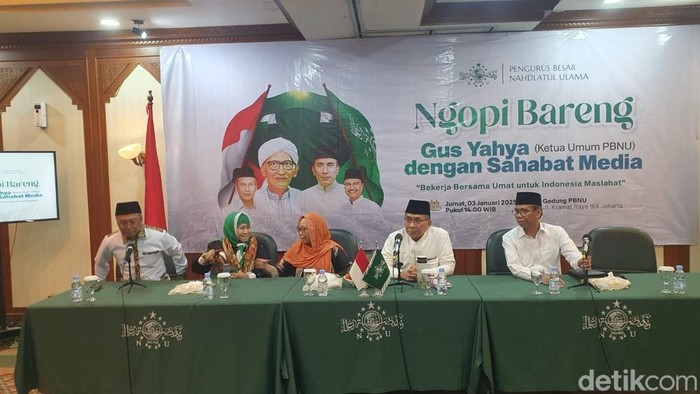 Ketua PBNU KH Yahya Cholil Staquf Ketua PBNU KH Yahya Cholil Staquf dalam program Ngipi Bareng Sabahat Media, Jumat (3/1/2025).