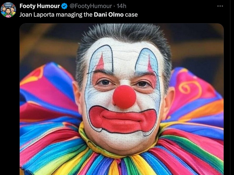 meme sepakbola,meme barcelona,meme,barcelona,dani olmo,joan laporta,meme liga spanyol