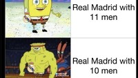 Saat 11 pemain, Real Madrid dibilang loyo. Ketika sudah 10 pemain, El Real malah jadi jago! Foto: dok. Internet/X (Twitter)