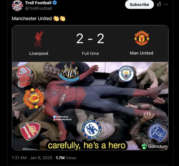 Meme Liverpool vs MU Meme Liverpool vs MU