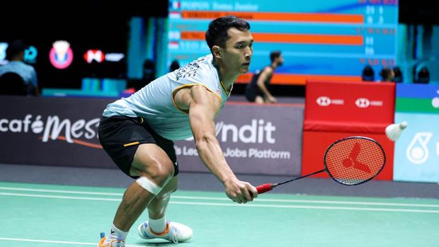 Jonatan Christie saat tampil di Malaysia Open 2025. (Arsip PBSI)