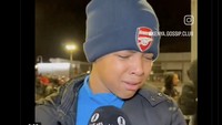 Meme ekspresi fans Arsenal terkait potensi kembali menyudahi musim tanpa gelar. Foto: dok. Internet/X (Twitter)