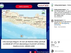 Gempa Magnitudo 3,1 Goyang Perairan Cilacap Sore Ini