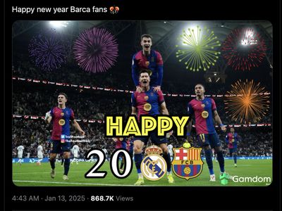 Meme Madrid Dilumat Barcelona, Ada Ucapan Selamat Tahun Baru 2025
