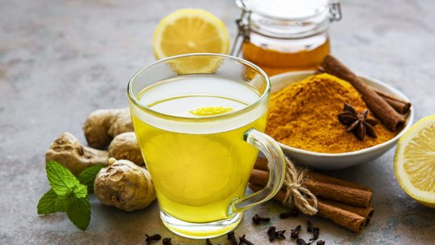 minuman kunyit, jahe, lemon
