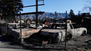 Bangkai Mobil Berserakan Usai Dilalap Api Kebakaran Hutan California