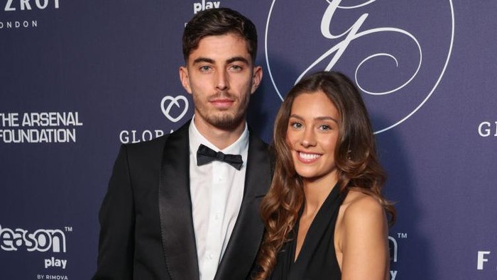 LONDON, ENGLAND - OCTOBER 28: Kai Havertz and Sophia Havertz attend The 2024 Global Gift Gala London at the Kimpton Fitzroy Hotel on October 28, 2024 in London, England. (Photo by Mike Marsland/WireImage)