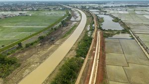 Penampakan dari Udara Saluran Irigasi Padi Hemat Air di Indramayu