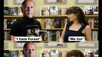 Meme Slot benci Forest, di samping karakter Summer di film 500 Days of Summer. Sama-sama benci Forest, tapi beda maksud sih... Foto: dok. Internet/X (Twitter)