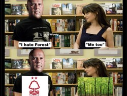 Meme Slot benci Forest, di samping karakter Summer di film 500 Days of Summer. Sama-sama benci Forest, tapi beda maksud sih... Foto: dok. Internet/X (Twitter)