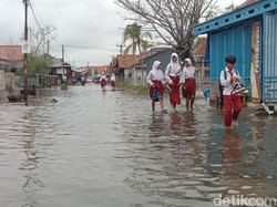 Video Perjuangan Siswa di Indramayu: Terjang Banjir Rob ke Sekolah