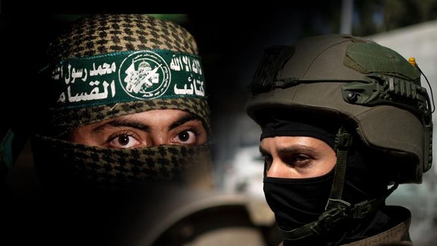 Foto Kolase Pejuang Hamas dan Militer Israel. (AP Photo)