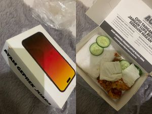 Ngakak! Ayam Geprek Ini Kemasannya Mirip Kardus iPhone Ngakak! Ayam Geprek Ini Kemasannya Mirip Kardus iPhone
