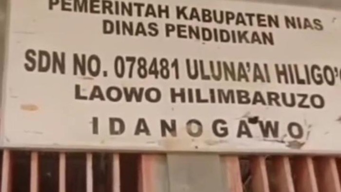 SDN nomor 078481 Ulunaai Hiligoo Hilimbarozu di Nias yang booming  alasannya yaitu disebut 1 bulan tidak ada guru (Dok. Istimewa)
