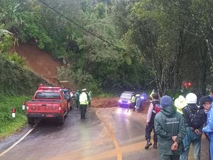 Tanah Longsor Tutupi Jalan Denpasar-Singaraja, Arus Lalin Terganggu Tanah Longsor Tutupi Jalan Denpasar-Singaraja, Arus Lalin Terganggu