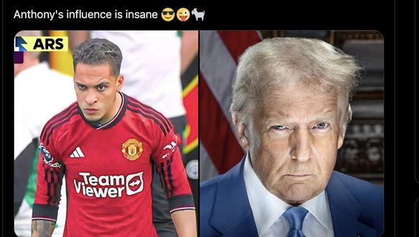 Meme: Donald Trump Tiru Antony-nya MU