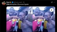 PSG bak sengaja memberi City keunggulan duluan agar bisa dibantai lebih menyakitkan. (Foto: X @footy_road)