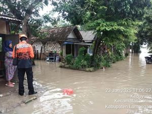 Bengawan Solo Meluap, 5 Kecamatan di Lamongan Tergenang Banjir