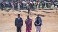 Momen Presiden Prabowo Disambut Upacara Kenegaraan India