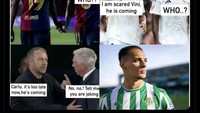 Mulai Lamine Yamal dan Kylian Mbappe hingga Hansi Flick-Carlo Ancelotti, semua sudah mengantipasi potensi gebrakan Antony! Foto: dok. Internet/X (Twitter)