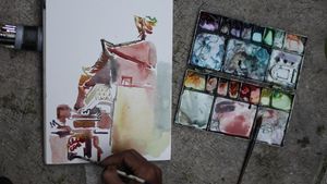 Melukis Aktivitas Klenteng Tertua di Surabaya
