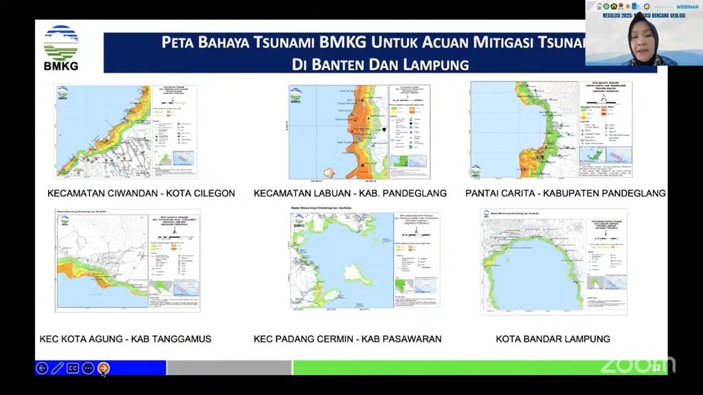 Tangkapan layar Peta Bahaya Tsunami dari Paparan Kepala BMKG Dwikorita Karnawati dalam Webinar Tangkapan layar Peta Bahaya Tsunami dari Paparan Kepala BMKG Dwikorita Karnawati dalam Webinar