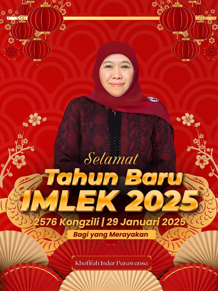 Khofifah Indar Parawansa Ucapkan Selamat Tahun Baru Imlek 2025