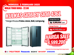 Beli Kulkas Side by Side 436L di Transmart Full Day Sale, Hemat Jutaan Rupiah