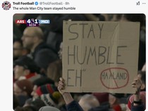 Man City Dihajar Arsenal, Haaland Dihantam Meme Stay Humble