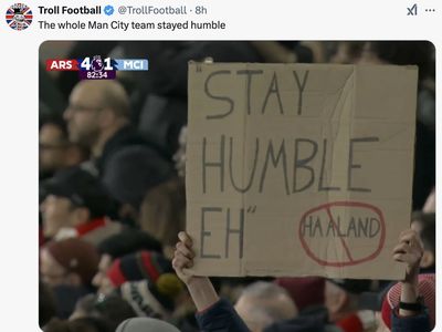 Man City Dihajar Arsenal, Haaland Dihantam Meme Stay Humble