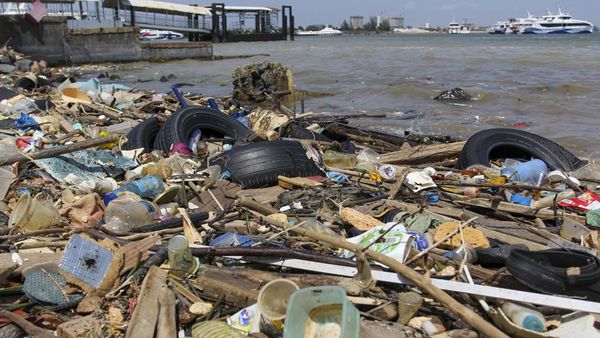 Sampah Terbawa Arus Cemari Pelabuhan Internasional Batam
