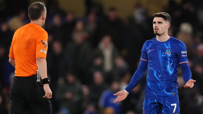 Chelseas Pedro Neto waits for a VAR check after his goal during the Premier League match at Stamford Bridge, London. Picture date: Monday February 3, 2025. (Photo by John Walton/PA Images via Getty Images)