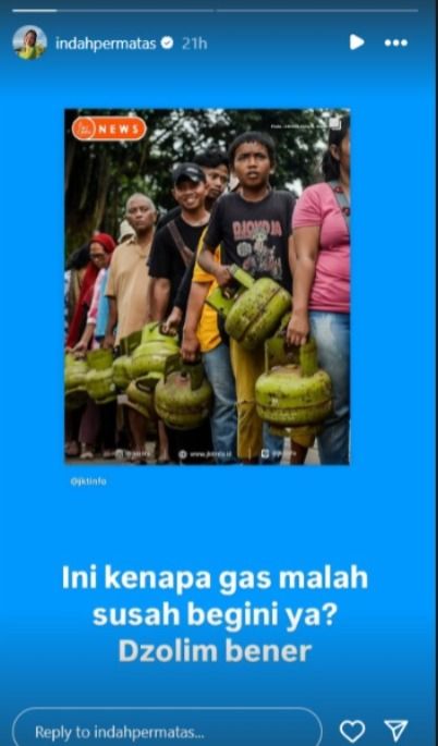 Indah Permatasari soroti kelangkaan gas elpiji 3 kg