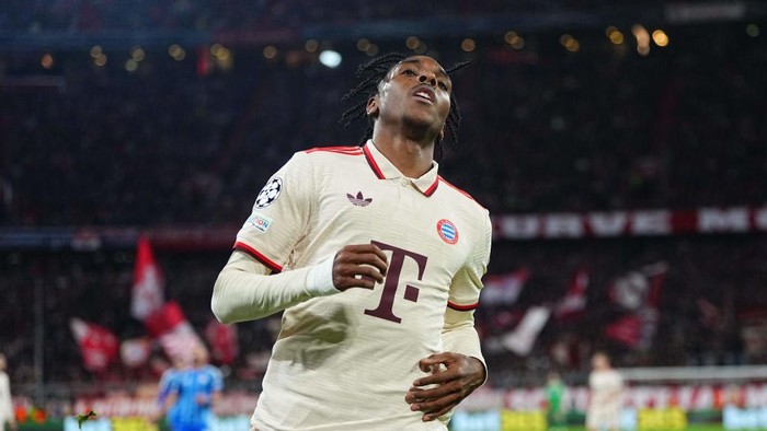 Mathys Tel (Bayern Munich)  looks on during the Champions League MD8 match between Bayern Munich and Slovan Bratislava in Allianz Arena, Munich, Germany on January 29 2025. (Photo by Ulrik Pedersen/NurPhoto via Getty Images)