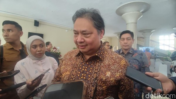 Menko Perekonimian Airlangga Hartarto saat ditemui wartawan di UGM, Selasa (4/2/2025)