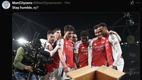 Stay humble, eh sebelumnya viral setelah fans Arsenal merayakan kemenangan atas Manchester City akhir pekan lalu. (Foto: Twitter)