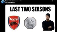 Fans Man City yang paling girang dengan kekalahan Arsenal, lantaran bisa balik menyerang Meriam London buat stay humble. Ya, ampun! (Foto: Twitter)