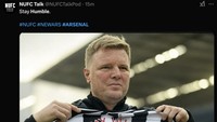 Fans Newcastle United tak ketinggalan menyindir Arsenal untuk stay humble. (Foto: Twitter)
