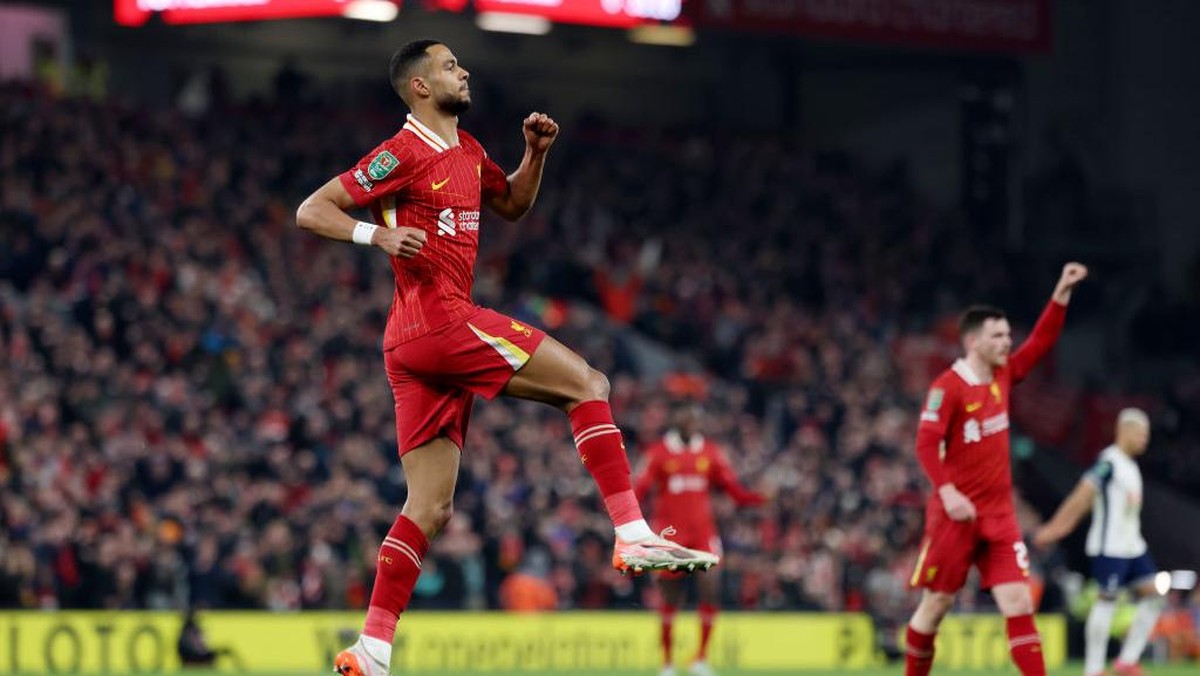 Cody Gakpo merayakan gol Liverpool ke gawang Tottenham Hotspur (Liverpool FC via Getty Images/Liverpool FC)